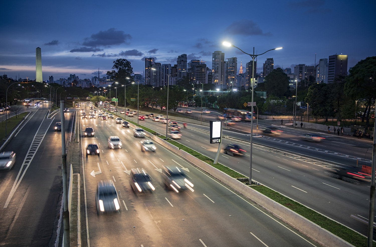 Cars on highway at night Sao Paulo Brazil